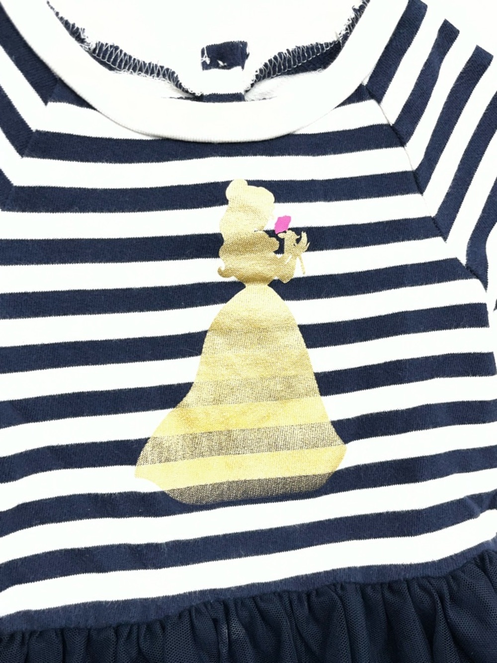 Baby Gap Disney Belle Dress Gold Navy Stripe Tulle Princess Beauty Beast Cotton - Picture 2 of 6
